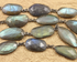 Labradorite Oval Faceted Bezel Chain in Antique Rhodium, 10x17 mm, (BC-LAB-40)